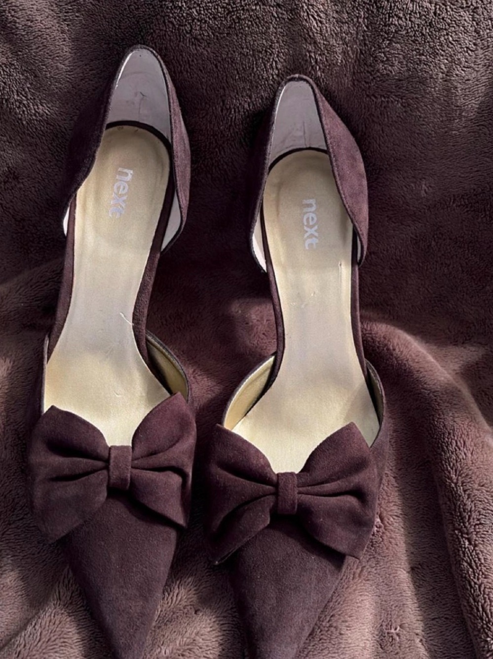 next Women's Dark Brown Pointed Bow Flats